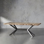 Petra Natural Stone Rectangular Dining Table with Iron Base