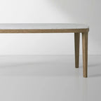 Danny Oak Wood Dining Table with Carrara Marble Tabletop