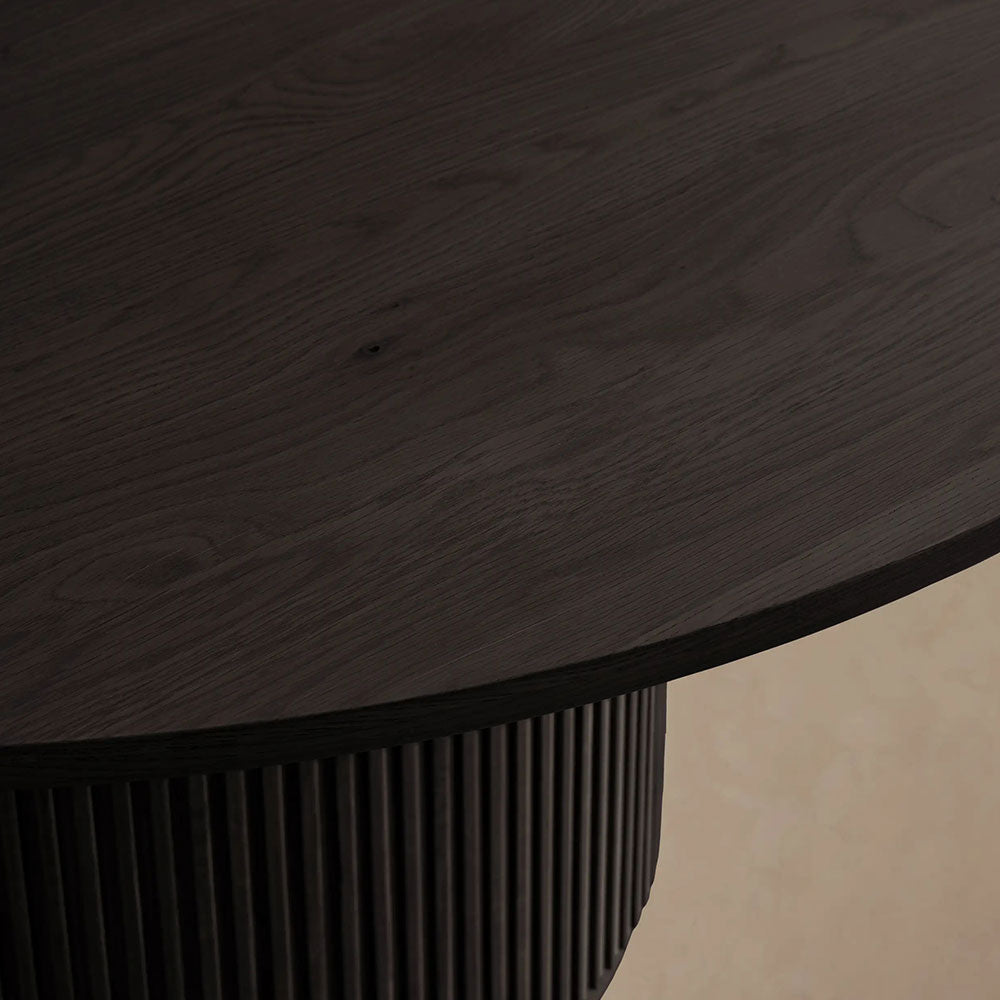 Finnley Wood Round Dining Table with Reeded Detail Base