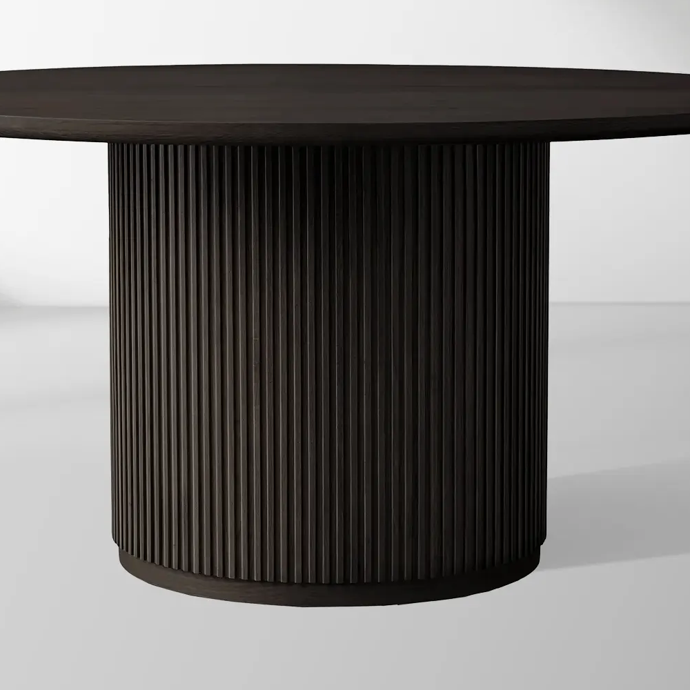Finnley Wood Round Dining Table with Reeded Detail Base