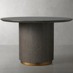 Finnley Round Marble Stone Top With Wood Plinth Bases