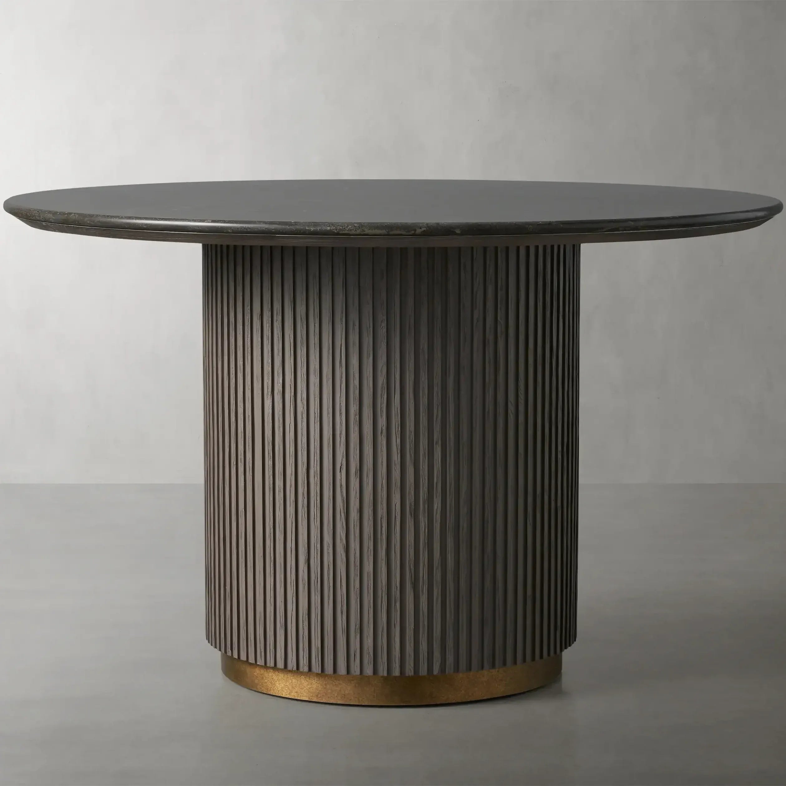 Finnley Round Marble Stone Top With Wood Plinth Bases