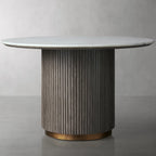 Finnley Round Marble Stone Top With Wood Plinth Bases