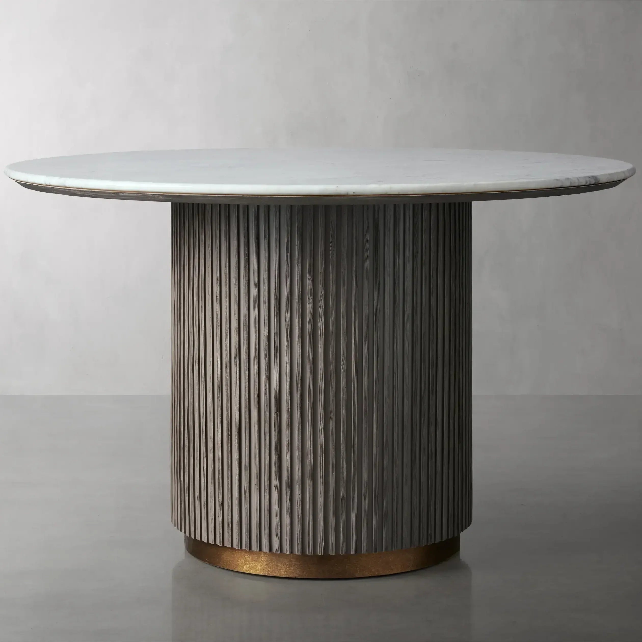 Finnley Round Marble Stone Top With Wood Plinth Bases