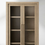 Bodhi White Oak Glass Door Display Cabinet Living Side Tall Cabinet Wood Bookcase