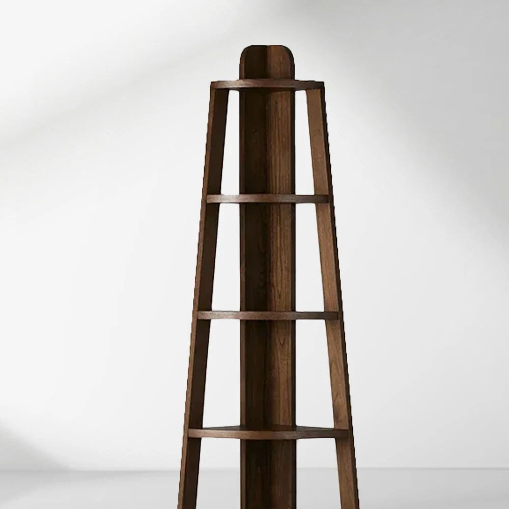 Bowery Corner Bookshelf Wood Modern Bookcase Living Display Rack