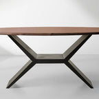 Jacob Contemporary Wood Oval Dining Table with Vertex Solid Iron Base