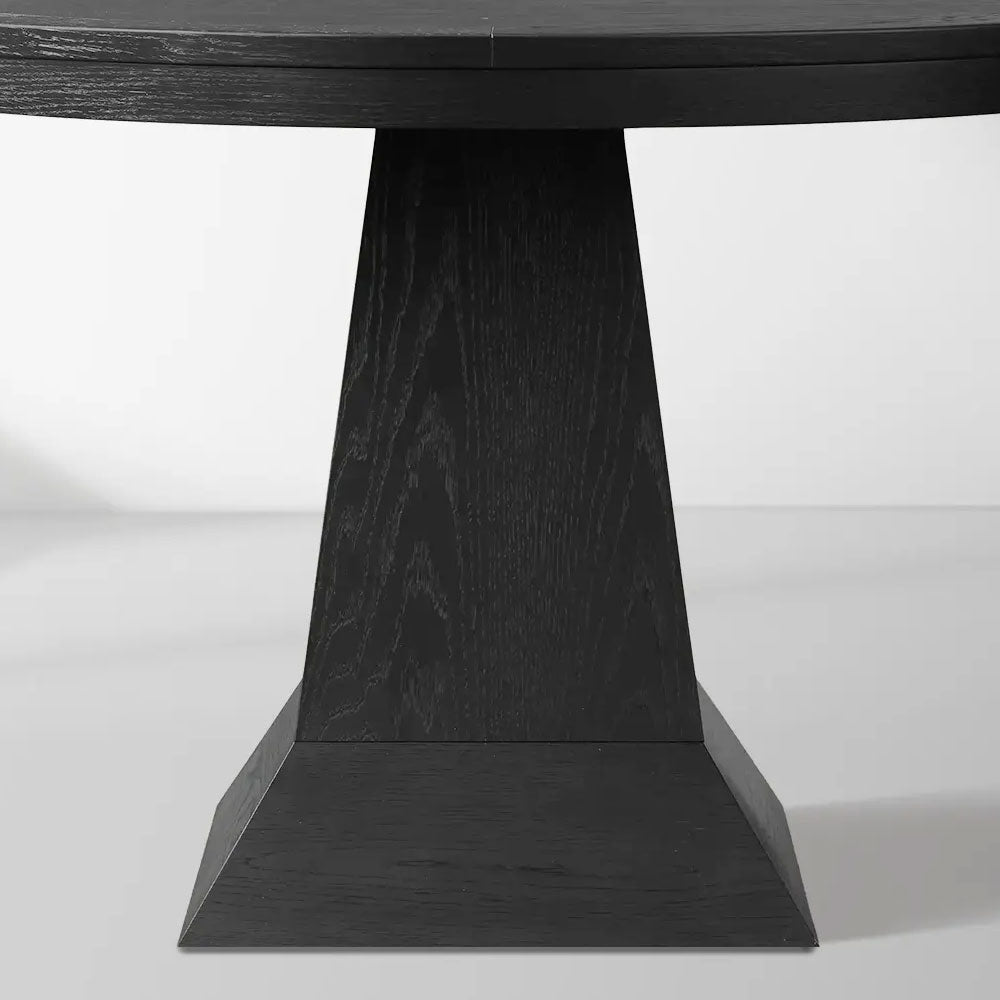 Leighton Moderner runder Esstisch aus Holz im Landhausstil mit zeitlosem Sockeldesign