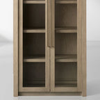 Bodhi White Oak Glass Door Display Cabinet Living Side Tall Cabinet Wood Bookcase