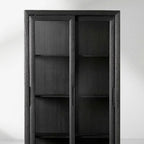 Avenue Ash Wood Tall Display Cabinet with Glass Doors Living Side Cabinet