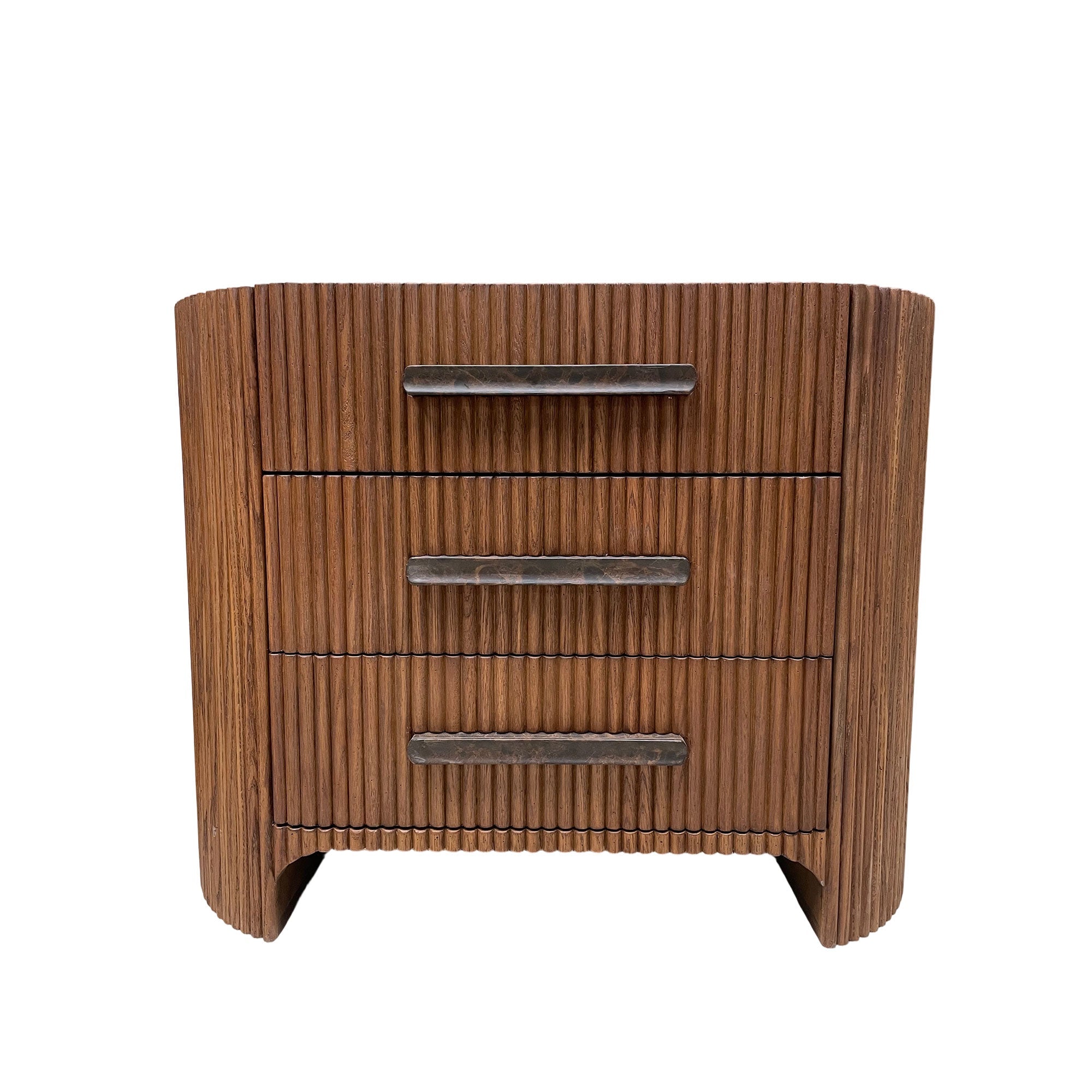 Astor Closed Wood Nightside with Marble Top Bedside Nightside Table 3-Drawer Cabinet