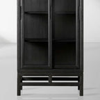 Avenue Ash Wood Tall Display Cabinet with Glass Doors Living Side Cabinet