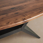 Jacob Contemporary Wood Oval Dining Table with Vertex Solid Iron Base