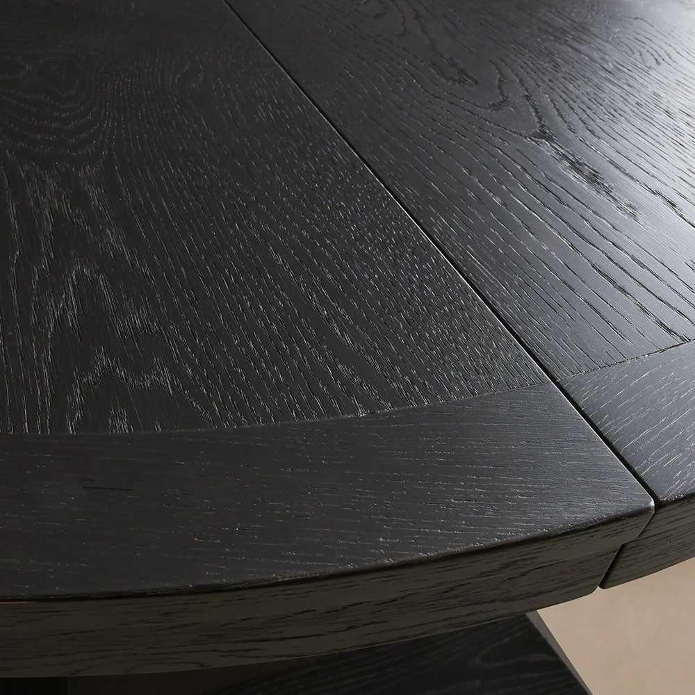 Leighton Ausziehtisch, runder Esstisch aus Holz im Landhausstil mit Einlegeplatten