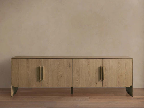 Felton Media Console Oak TV Stand Side Cabinet Television Storage Unit Wood Sideboard with Modern Minimalist Style