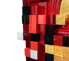 Luxury Display Cabinet with Geometric Pixel Design, Glass Shelves & Storage