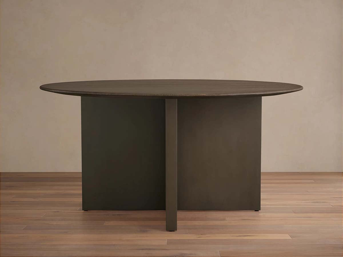 Saint Germain Round Wood Dining Table with Solid Oak Wood & Clement Base