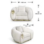 Luxury Sculptural Armchair with Polished Brass Accents & Vintage Contemporary Design