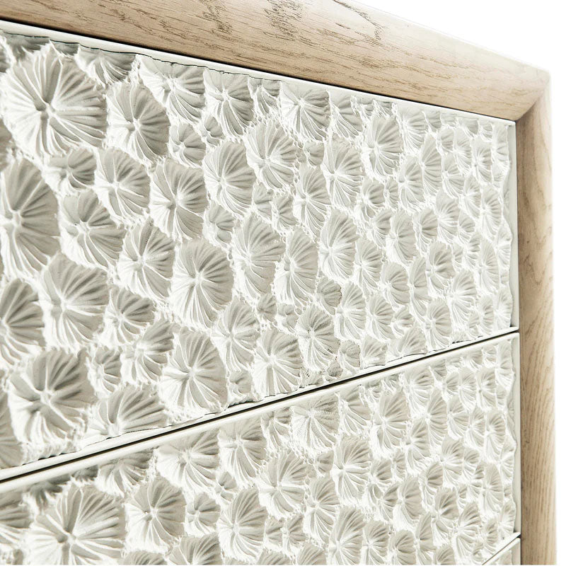 Water Pelagic Sculpted Media Console Sideboard Washed Oak TV Stand Storage Drawers Cabinet