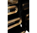 Luxury Bar Cabinet with Brass Tube Design, Glass Shelves & Hidden Storage