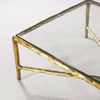 Thaddeus Metal Rectangular Glass Coffee Table Hand-Forged Living Sofa Center Tea Table