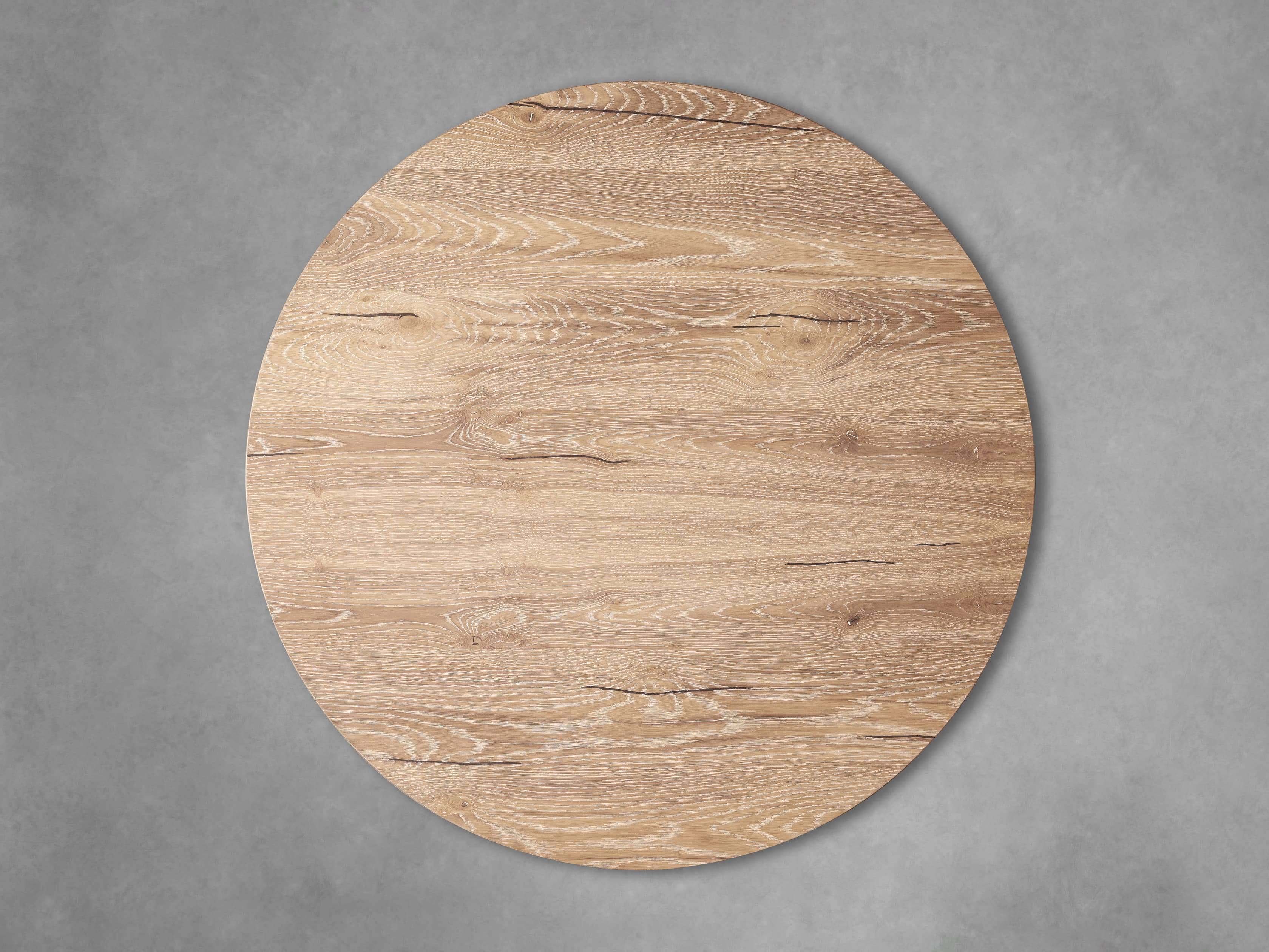 Sullivan Round Plinth Coffee Table Wood Oak Sofa Center Tea Table