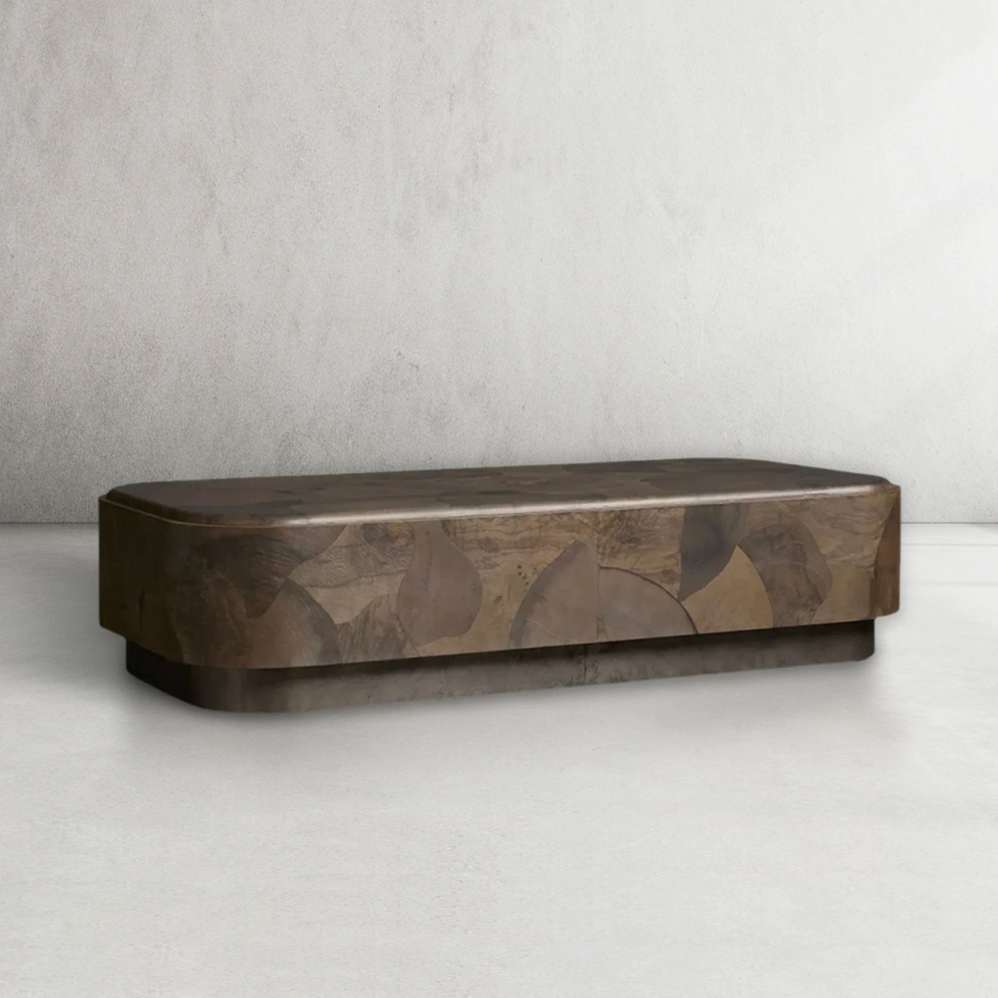 Pola Rectangular Wood Plinth Coffee Table Wabi-Sabi Style Living Room Center Tea Table