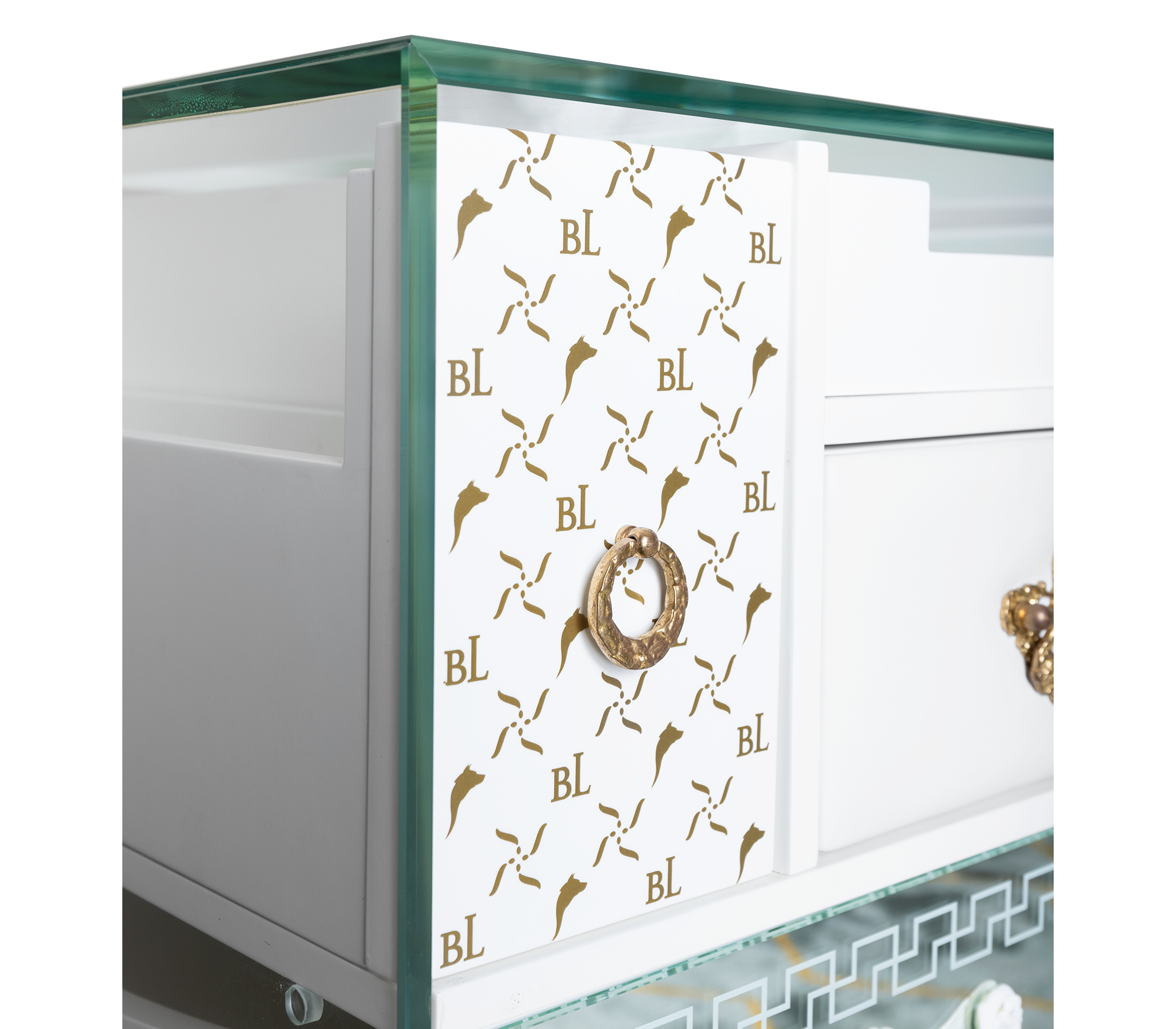 Luxury Black Sideboard Cabinet with Geometric Design & Hidden Storage