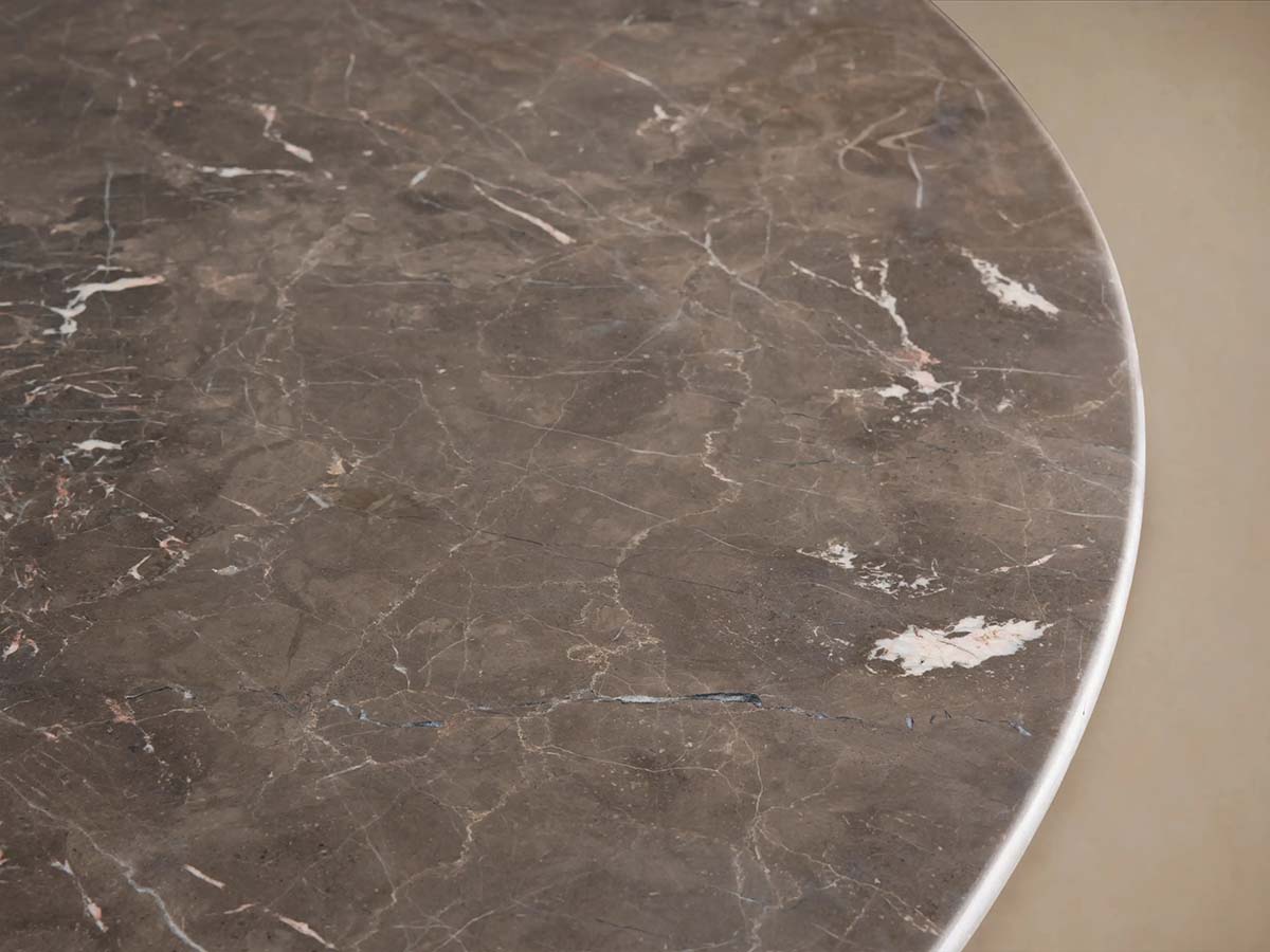 Saint Germain Round Dining Table with Marble Top Wood Dauphine Base