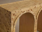 Hattie Wood Console Entryway Table with Natural Burl Veneers Arch Design Hallway Entrance Table