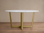 Saint Germain Round Marble Stone Dining Table with Rennes Metal Base
