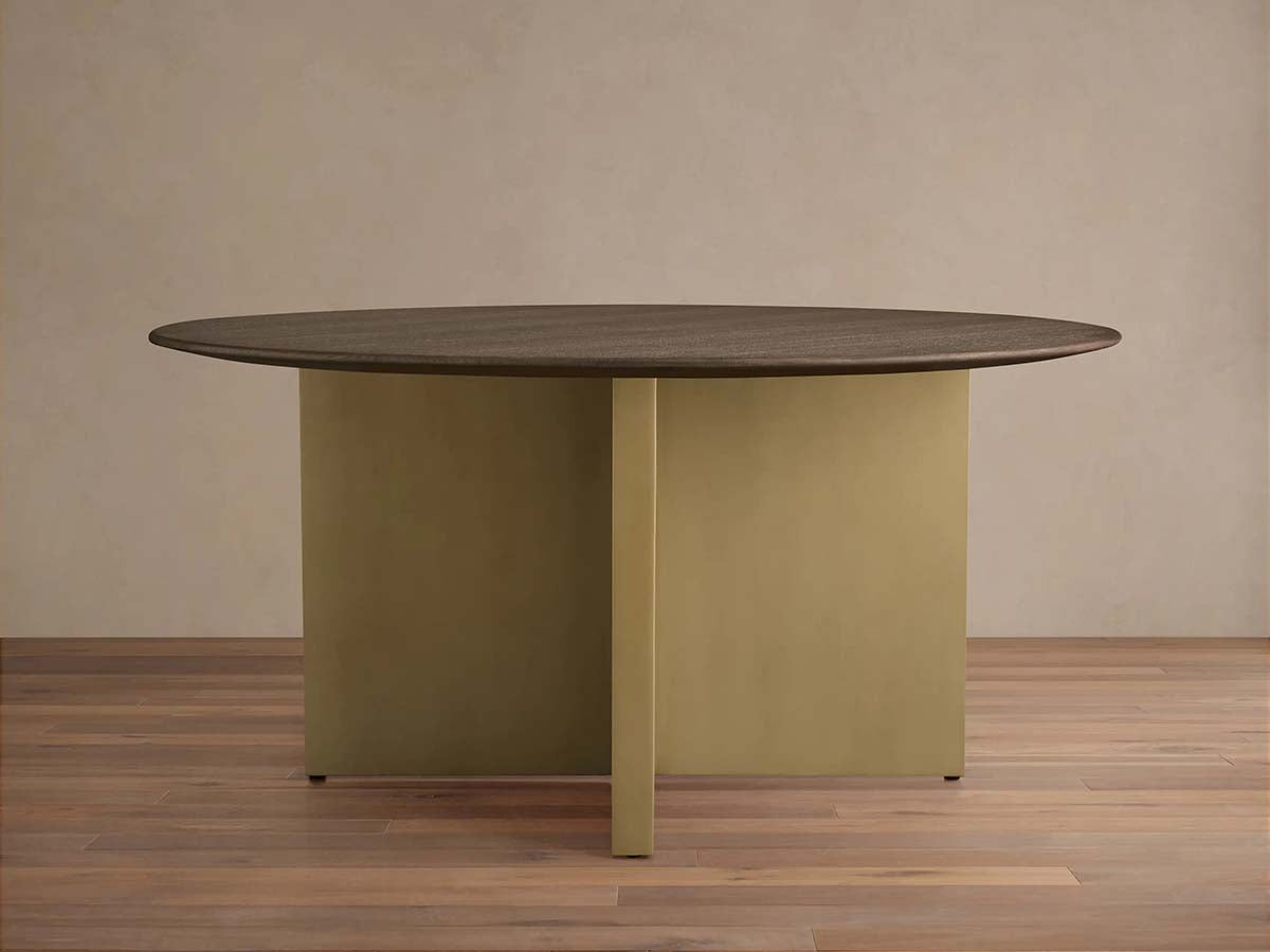 Saint Germain Round Wood Dining Table with Solid Oak Wood & Clement Base