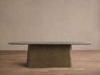 Saint Germain Stone Dining Table with Natural Stone Marble Wood Toulouse Base