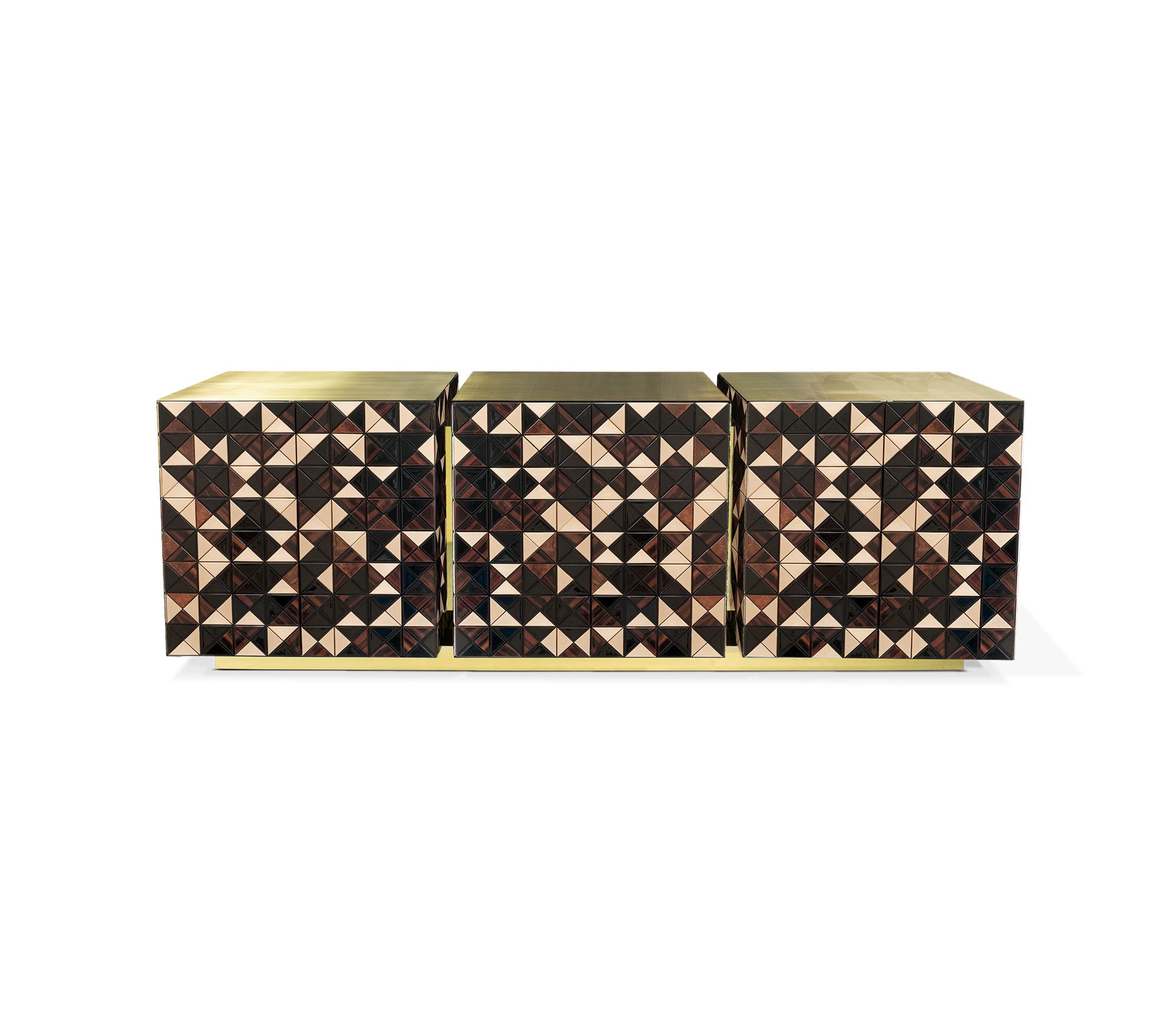 Luxury Anodized Metal Sideboard Cabinet with Pixel-Inspired Design & Hidden Storage