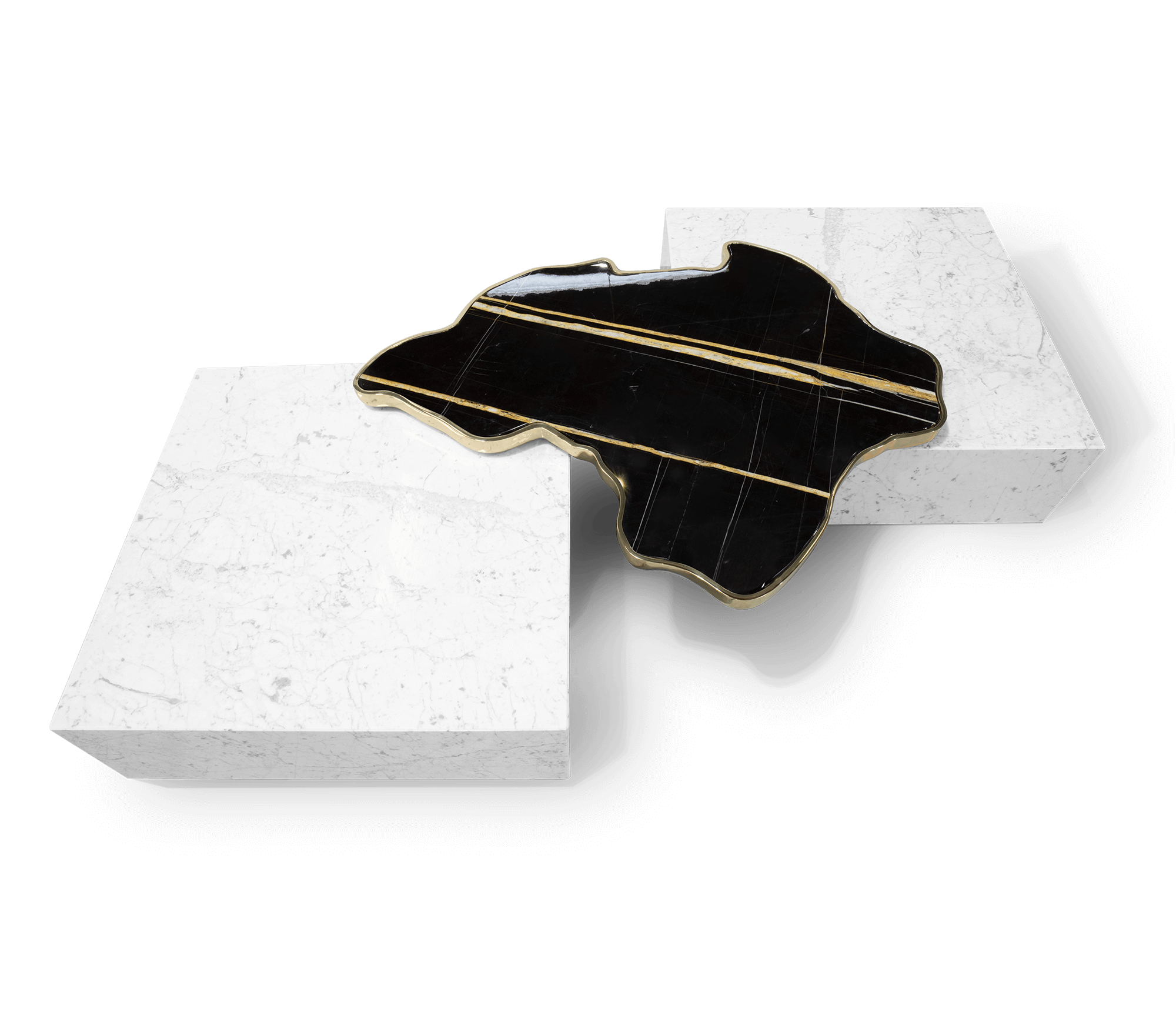 Luxury Black & White Coffee Table with Sculptural Design & High Gloss Finish