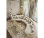 Luxury Sculptural Curved Sofa with Polished Hammered Brass Base & Organic Design