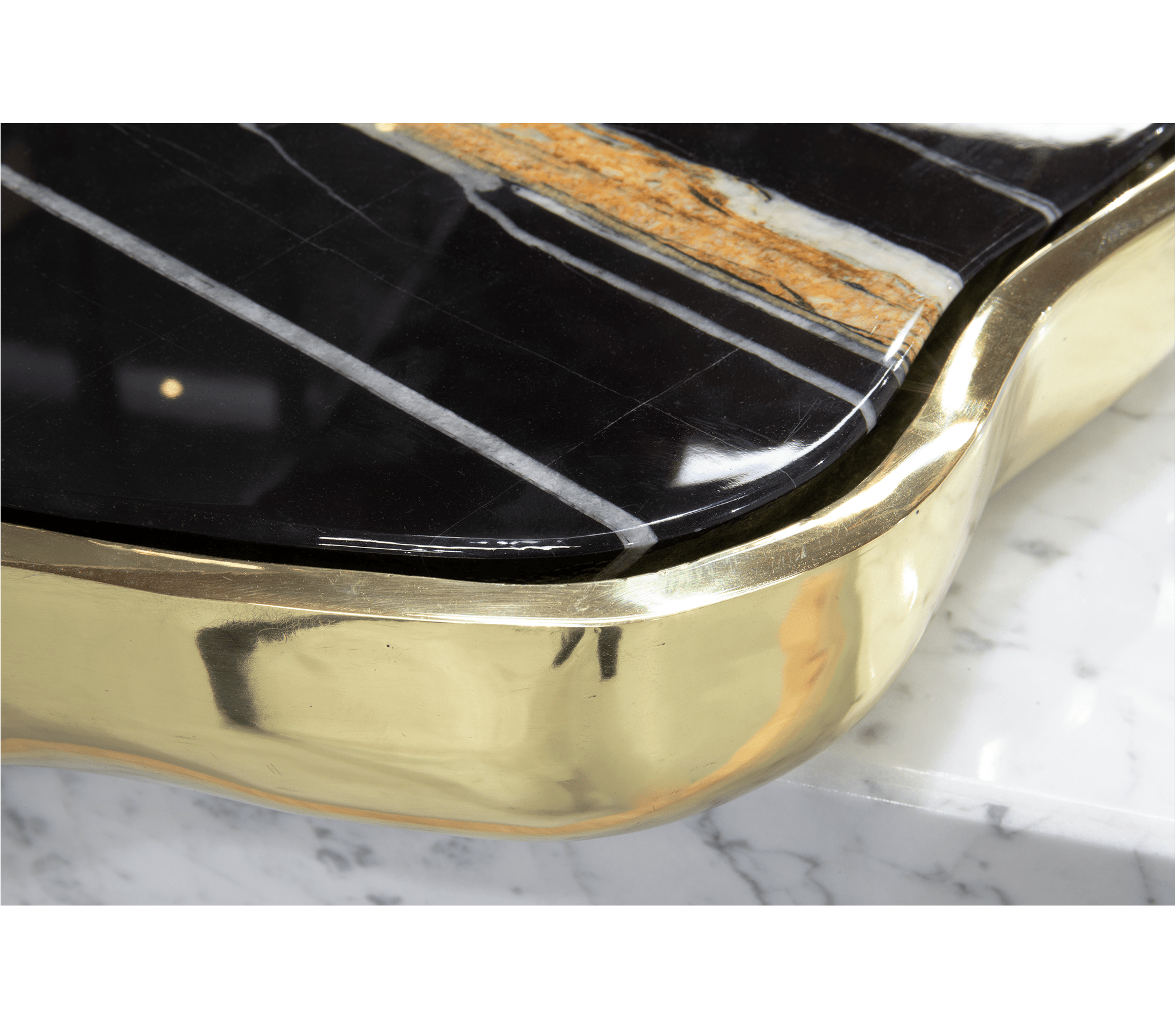 Luxury Black & White Coffee Table with Sculptural Design & High Gloss Finish