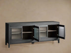 Rowan Wood TV Stand Unit Sideboard with Reeded Glass Doors Entrance Cabinet Modern Modular Media Console Storage Cabinet