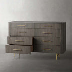 Finnley Wood Eight-Drawer Dresser with Marble or Bluestone Top Rural Chest Of 8-Drawers Cabinet