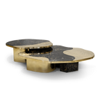 Luxury Calacatta Marble Coffee Table with Black Sculptural Base & Modern Design