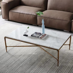 Thaddeus Metal Rectangle Marble Coffee Table Hand-Forged Living Sofa Center Tea Table