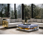 Luxury Carrara Marble Coffee Table with Sculptural Brass Frame & Organic Design
