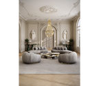 Luxury Calacatta Marble Coffee Table with Black Sculptural Base & Modern Design