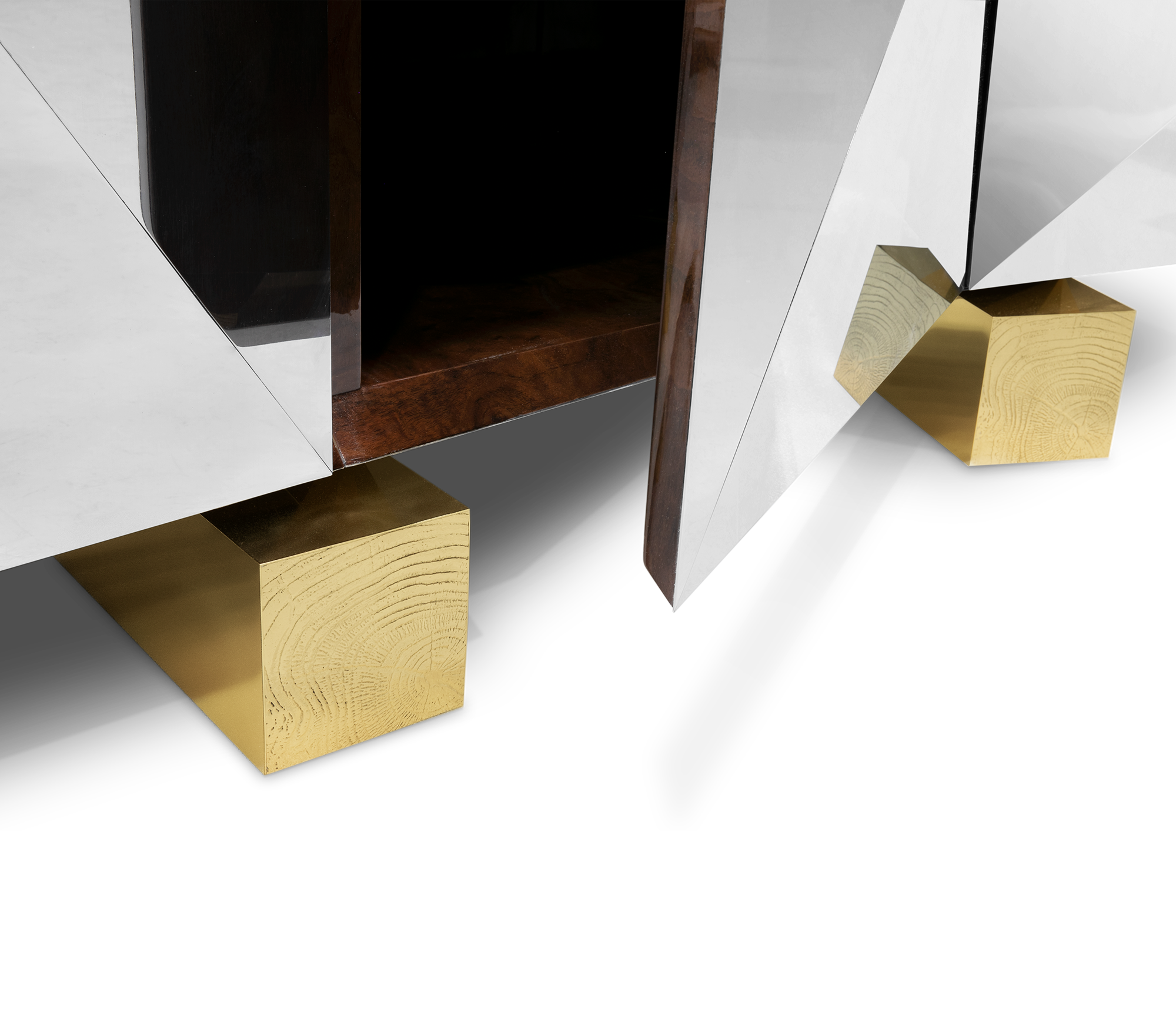 Luxury Diamond Sideboard Cabinet with Faceted Design & Hidden Storage