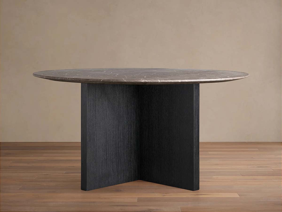 Saint Germain Round Marble Stone Dining Table with Clement Base