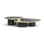 Luxury Calacatta Marble Coffee Table with Black Sculptural Base & Modern Design