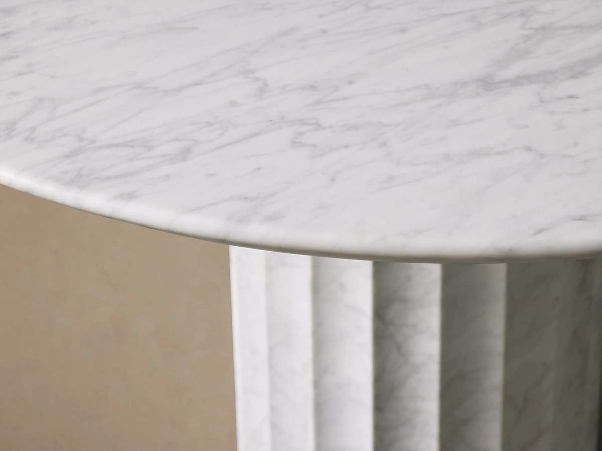 Danae Round Dining Table with Marble Stone Top Roman Column Base