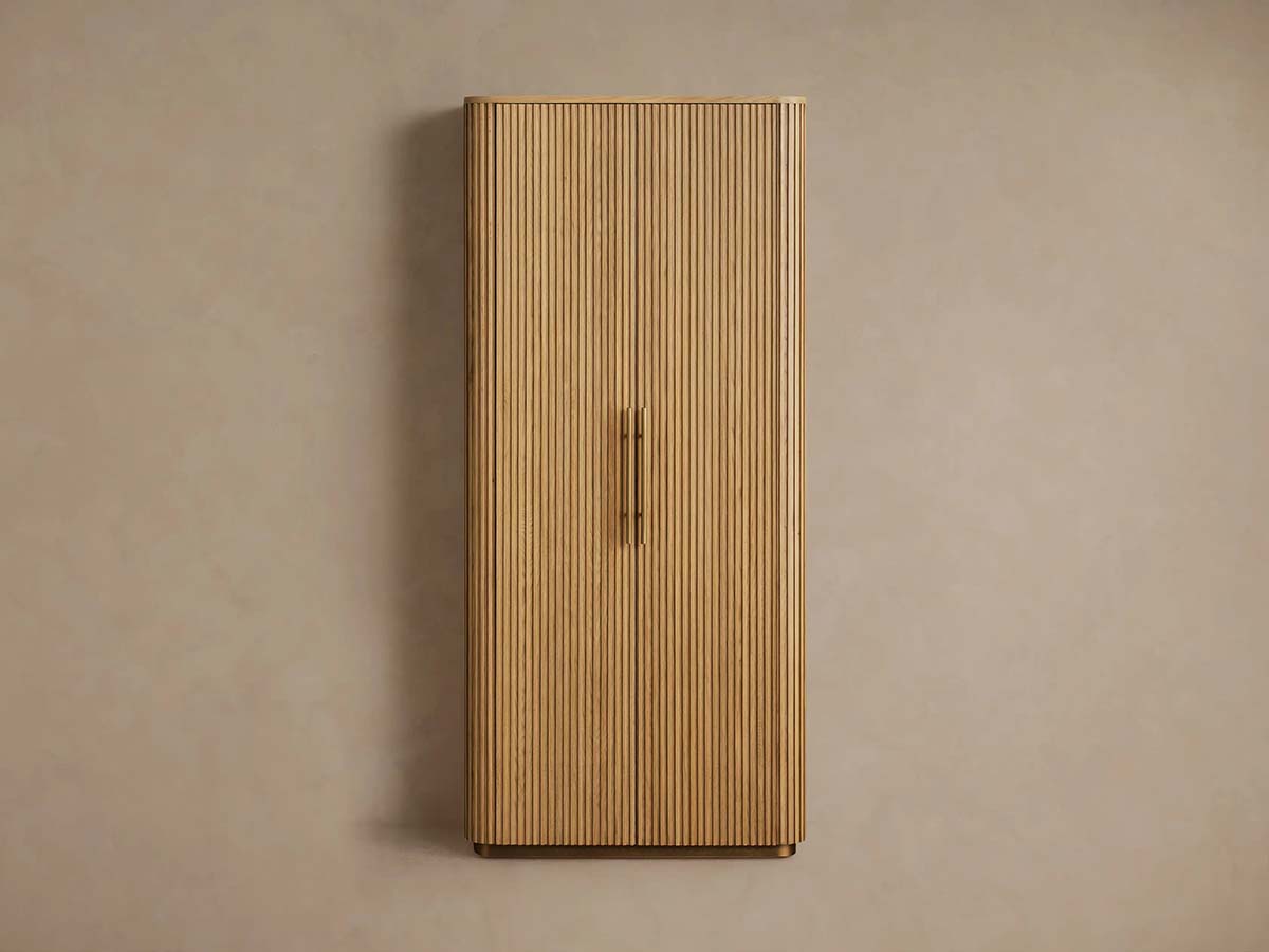 Finnley Wood Tall Cabinet Living Room Storage Cabinet with Doors Minimalist Modern Style