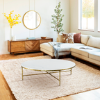 Thaddeus Metal Marble Round Coffee Table Hand-Forged Style O & X Living Sofa Center Tea Table