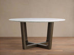 Saint Germain Round Marble Stone Dining Table with Rennes Metal Base